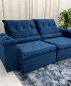 Sofá Retrátil Reclinável Las Vegas 2.30m – Azul Veludão