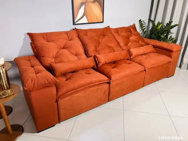 Sofá Retrátil e Reclinável Athenas 2.75m Terracota – Sem Caixa - Image 4