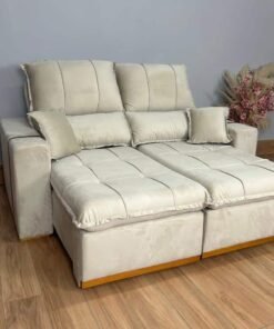 Sofá Retrátil Reclinável Oásis 1.80m – Bege Veludão