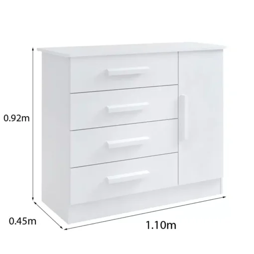 Cômoda Firenze Branco 4 Gavetas e Sapateira Larg. 1.10m - D Doro - Imagem 2