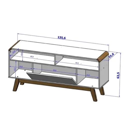 Rack Lazuli Off TV até 55 Polegadas Larg. 1.35m - Bechara - Imagem 3