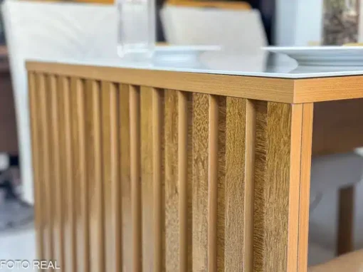 Mesa Jantar Cancun 120×90 4 Cadeiras Linho Bege Cel Móveis - Imagem 3