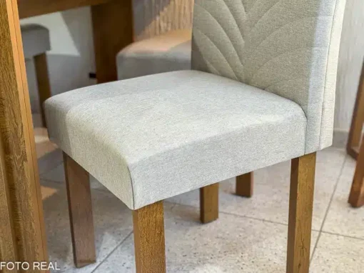 Mesa Jantar Cancun 120×90 4 Cadeiras Linho Bege Cel Móveis - Imagem 5