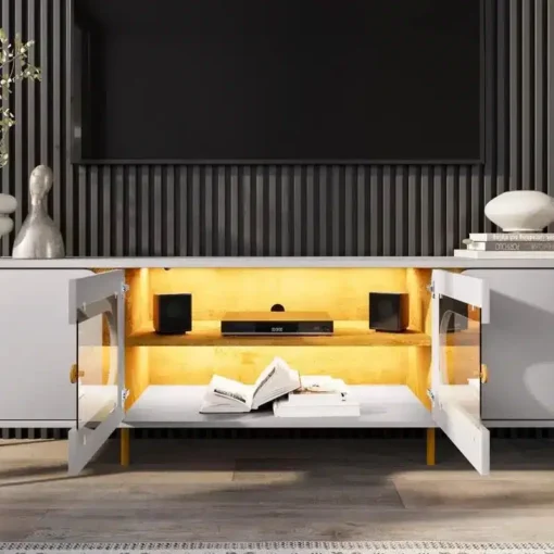 Rack Bancada Juquehy Off/Nature C/LED TV até 75 Polegadas Larg. 1.80m - Bechara - Imagem 2