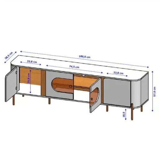Rack Bancada Juquehy Off/Nature C/LED TV até 75 Polegadas Larg. 1.80m - Bechara - Imagem 4