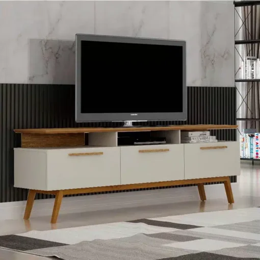 Rack Bancada São Paulo Cinamomo/Off TV até 70 Polegadas Larg.2.00m - Valdemoveis