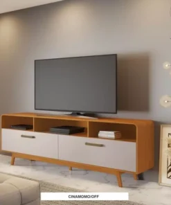 Rack Bancada Cristal Candian Cinamomo/Off TV até 70 Polegadas Larg. 2.00m - JCM