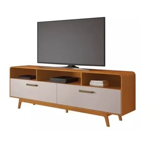 Rack Bancada Cristal Candian Cinamomo/Off TV até 70 Polegadas Larg. 2.00m - JCM - Imagem 3