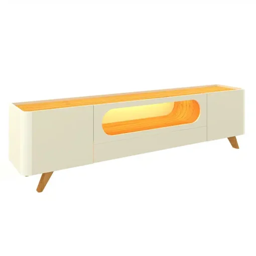 Rack Nobre Off/Naturale C/ Led 100% MDF TV até 70 Polegadas Larg. 2.10m - Gelius - Imagem 2