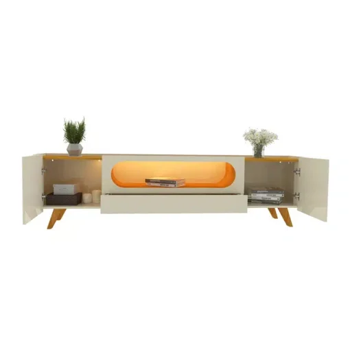 Rack Nobre Off/Naturale C/ Led 100% MDF TV até 70 Polegadas Larg. 2.10m - Gelius - Imagem 4