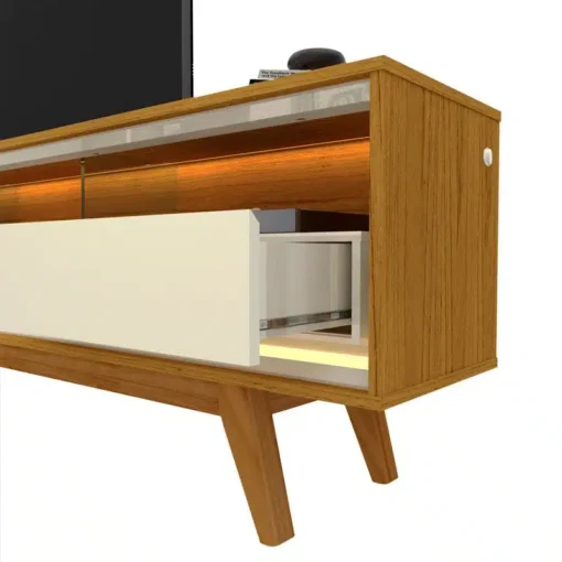 Rack Requinte Naturale/Off C/ Led 100% MDF TV até 65 Polegadas Larg. 1.72m - Gelius - Imagem 2