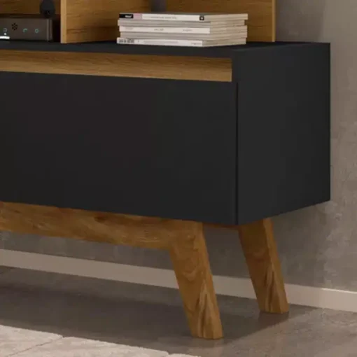 Rack Bancada Rubi Cinamomo/Preto TV até 50 Polegadas Larg. 1.20m - Bechara - Imagem 4