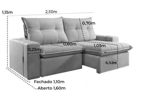 Sofá Retrátil Reclinável 2.50m Santiago Veludo Terracota – Molas Ensacadas - Imagem 9