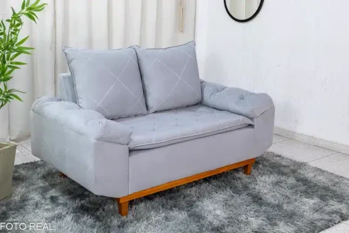 Sofá 2 lugares Bélgica Veludo Prata Larg. 1.60m