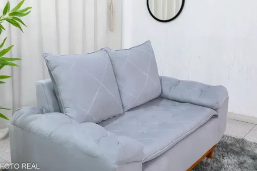 Sofá 2 lugares Bélgica Veludo Prata Larg. 1.60m - Imagem 3