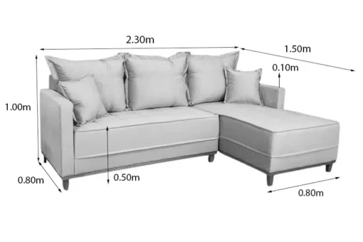 Sofá 3 Lug. Milão C/Chaise Lado Direito Veludo Marrom Larg. 2.30m – Molas Ensacadas - Imagem 7