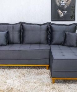 Sofá 3 Lug. Milão C/Chaise Lado Esquerdo Veludo Cinza Larg. 2.30m - Molas Ensacadas