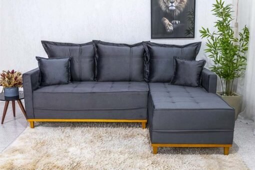 Sofá 3 Lug. Milão C/Chaise Lado Esquerdo Veludo Cinza Larg. 2.30m - Molas Ensacadas