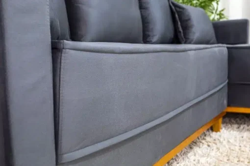 Sofá 3 Lug. Milão C/Chaise Lado Esquerdo Veludo Cinza Larg. 2.30m - Molas Ensacadas - Imagem 4