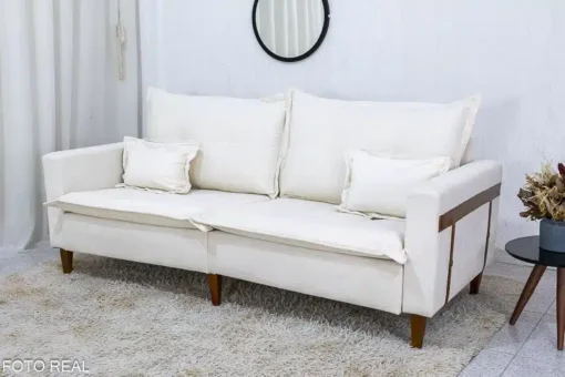 Sofá 3 lugares Boucle Bege 296 Larg. 2.08m