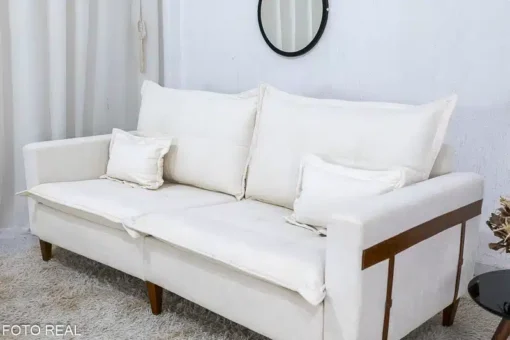 Sofá 3 lugares Boucle Bege 296 Larg. 2.08m - Imagem 4