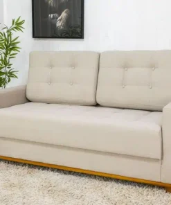 Sofá 3 lugares Living Áustria Linho Bege Larg. 1.70m
