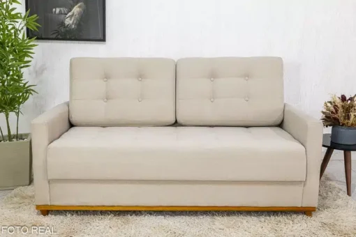 Sofá 3 lugares Living Áustria Linho Bege Larg. 1.70m - Imagem 2