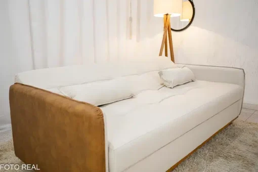 Sofá Cama Ipanema Baú larg. 2.05m Linho Bege - Imagem 4