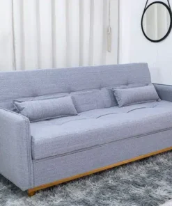 Sofá Cama Ipanema Baú larg. 2.05m Linho Cinza