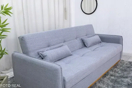 Sofá Cama Ipanema Baú larg. 2.05m Linho Cinza - Imagem 3