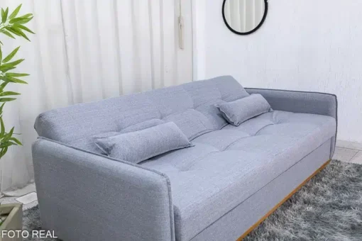 Sofá Cama Ipanema Baú larg. 2.05m Linho Cinza - Imagem 4