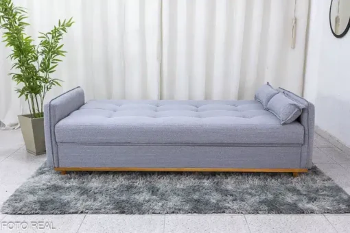 Sofá Cama Ipanema Baú larg. 2.05m Linho Cinza - Imagem 7