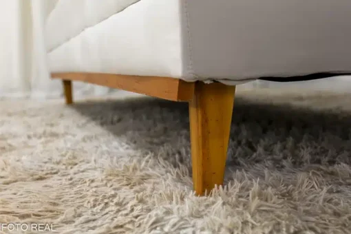 Sofá Cama Madrid Veludo Bege Larg. 1.80m - Molas Bonnel - Imagem 7