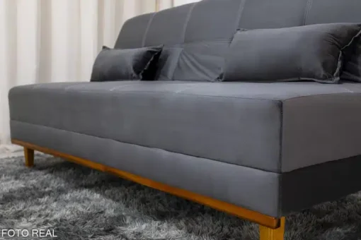 Sofá Cama Madrid Veludo Cinza Larg. 1.80m – Molas Bonnel - Imagem 5