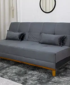 Sofá Cama Madrid Veludo Cinza Larg. 1.80m – Molas Bonnel