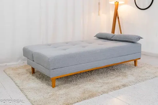 Sofá Cama Madrid Linho Cinza Larg. 1.80m – Molas Bonnel - Imagem 5