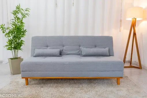 Sofá Cama Madrid Linho Cinza Larg. 1.80m – Molas Bonnel - Imagem 4