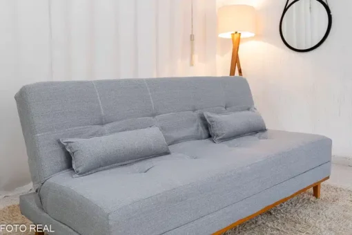 Sofá Cama Madrid Linho Cinza Larg. 1.80m – Molas Bonnel - Imagem 2