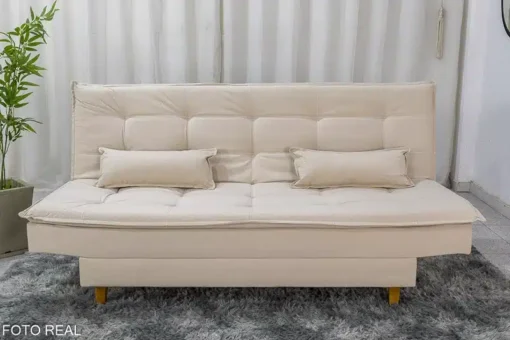Sofá Cama Premium Linho Bege Larg. 1.80m - Imagem 4