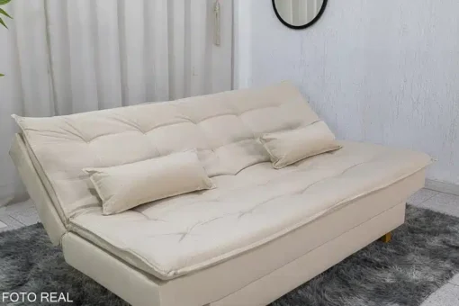 Sofá Cama Premium Linho Bege Larg. 1.80m - Imagem 3