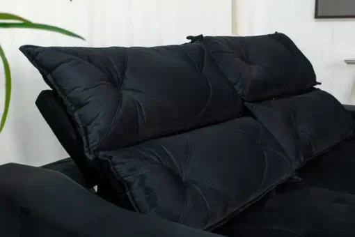 Sofá Retrátil Reclinável Moscou 2.00m Veludo Preto - Imagem 6
