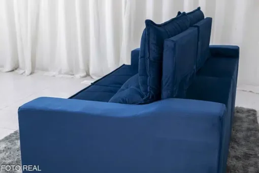 Sofá Retrátil Reclinável Moscou 2.00m Veludo Azul - Imagem 8