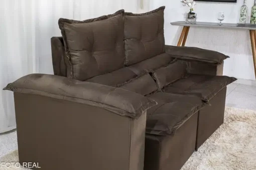 Sofá Retrátil Reclinável Nicole 1.80m Veludo Marrom – Sem Caixa - Imagem 5