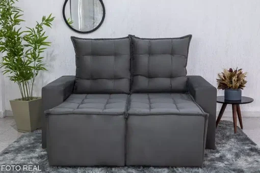 Sofá Retrátil Reclinável Rafaela 1.60m Veludinho Cinza - Imagem 6