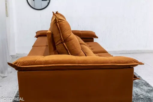 Sofá Retrátil Reclinável Emanuelly 2.00m Veludo Terracota - D28 Soft e Molas bonnel - Imagem 8