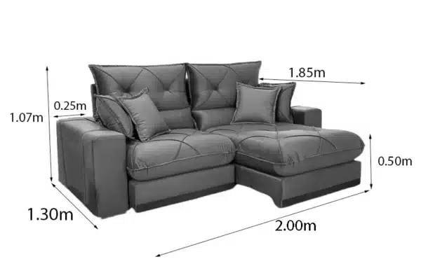 Sofá Retrátil Reclinável Gran Bello 2.00m Veludo Cinza - D33 e Molas Ensacadas - Imagem 9
