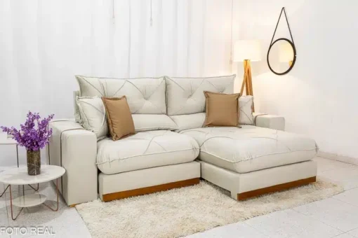 Sofá Retrátil Reclinável Gran Bello 2.00m Veludo Bege - D33 e Molas Ensacadas - Imagem 2