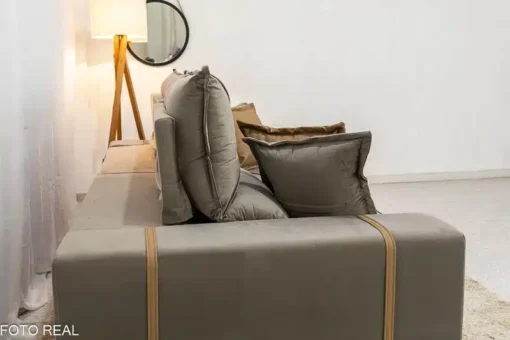 Sofá Retrátil Reclinável Gran Bello 2.00m Veludo Capuccino - D33 e Molas Ensacadas - Imagem 8
