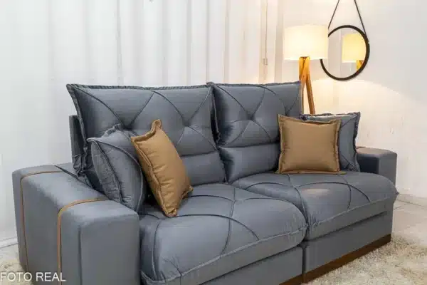 Sofá Retrátil Reclinável Gran Bello 2.00m Veludo Cinza - D33 e Molas Ensacadas - Imagem 6
