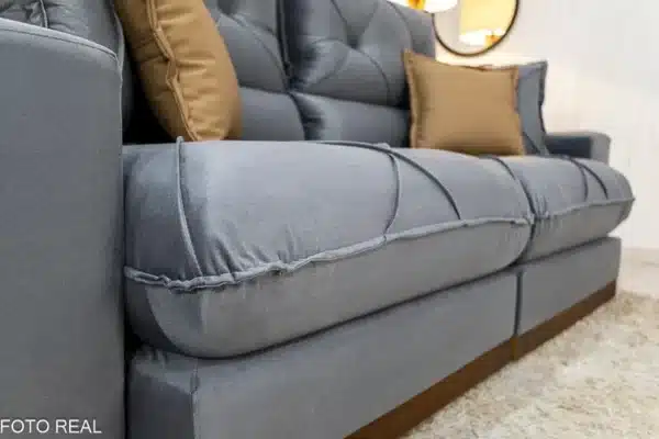 Sofá Retrátil Reclinável Gran Bello 2.00m Veludo Cinza - D33 e Molas Ensacadas - Imagem 7